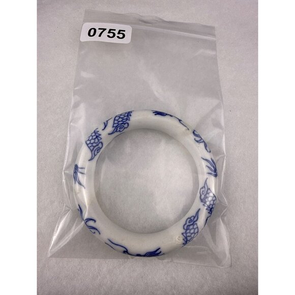 Chinese-Inspired Ceramic Dragon Blue & White Bangle Bracelet Round 8" Diameter - Picture 6 of 6